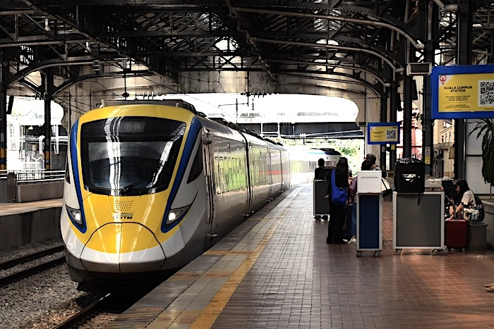 modern ETS train in KL Kuala Lumpur old railway station